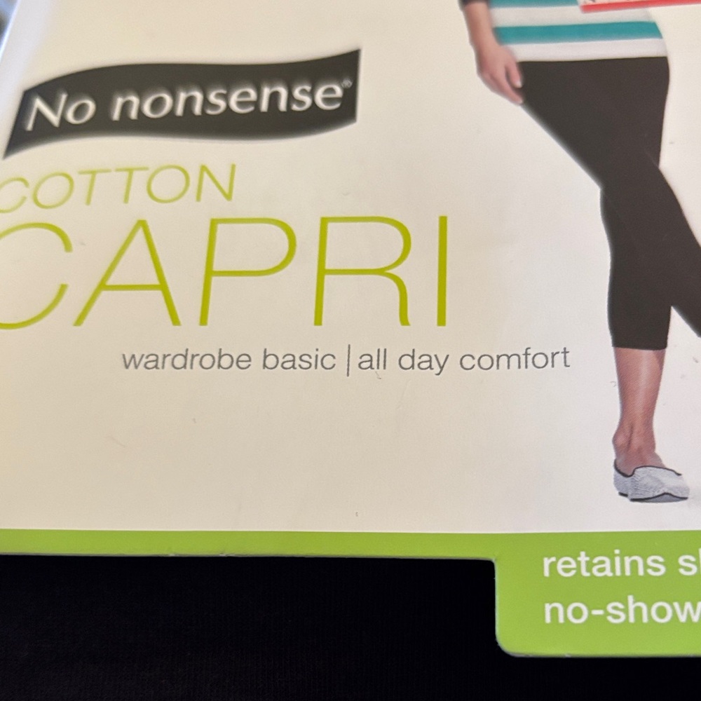 Legging Capri womens new size L cotton No Nonsense pant size 12-14 black